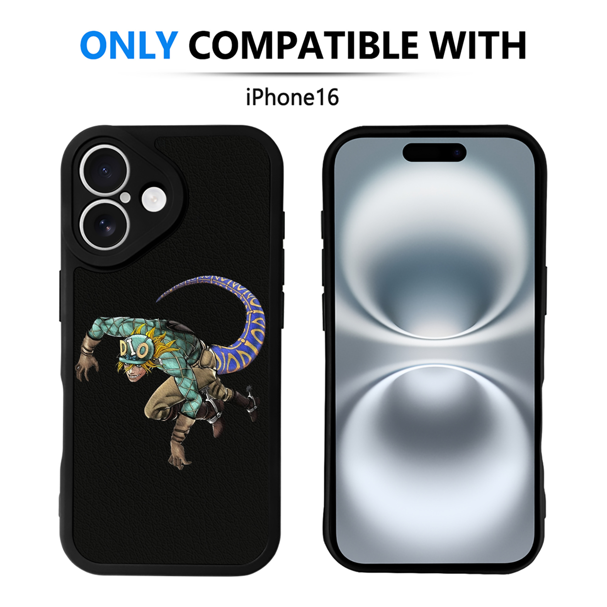 （画像用） ジョジョの奇妙な冒険 ディオ?ブランドー JoJo's Bizarre Adventure Dio Brando 【iPhone 16シリーズ対応】シリコンスマホケース（レザー調） 材質：シリコン
